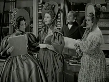 Mrs Bennet with Jane and Lizzy in Meryton
