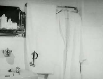 Monogrammed towels in P's bathroom