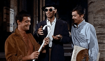 Some horseplay, and a blind man's cane