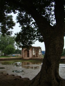 At Shalimar Bagh, the water channel and one of the pavilions.
