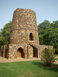 A view of the Chor Minar; the 225 holes in the upper half of the tower were supposedly used to display the heads of criminals.
