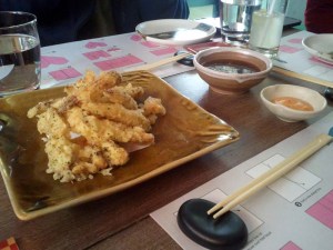 Rock corn tempura, served with sriracha mayo