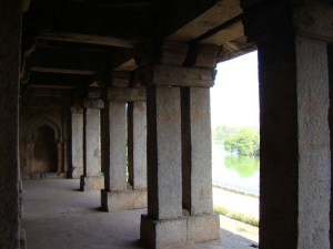 Inside the madarsa: a view of what may have been the classrooms.