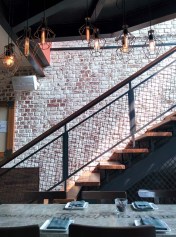 The stairs, and some interesting lights, at The Hungry Monkey.