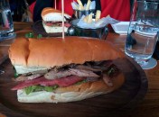 Filled with ham, 'five spice roast pork', chicken liver pate and pickled vegetables, this one didn't deliver on its promises.