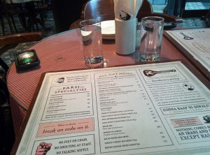 The menu at Soda Bottle Opener Wala.