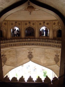 Looking in from the balcony, at the Charminar.