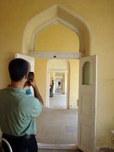 In a corridor at Chowmahalla Palace.