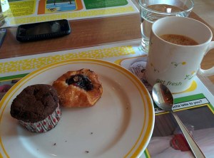 Coffee, a Danish pastry and a muffin at Citrus.