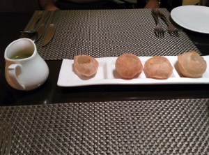 Amuse bouche at Kebab Theater: pani puris.