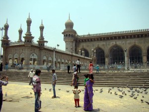 The Mecca Masjid, seen from the road.