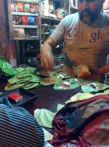 The paanwaala struts his stuff.