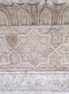 Carved marble at one of the tombs in the Dargah complex.
