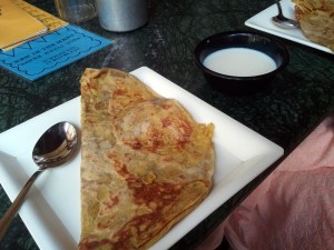 Dessert: obbattu served with warm milk. 