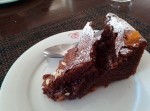 Gluten-free chocolate, apricot and brandy cake: the best of all that we had at Elma's.