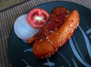 Starters at Rosang Cafe: pork spare ribs with a raja mirch chutney.