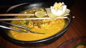 The laksa tribute at Mamagoto: this one's the chicken version, though there are veggie and prawn versions too.