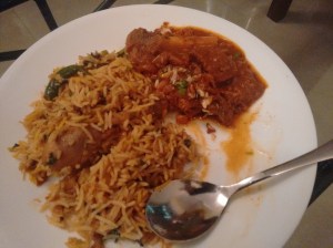 Chicken biryani and mutton korma, by Sangeeta Anand.