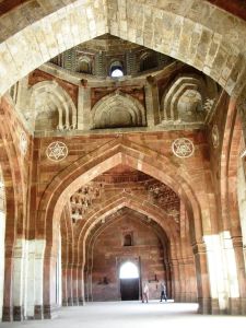Inside the Qila-e-Kohna mosque.