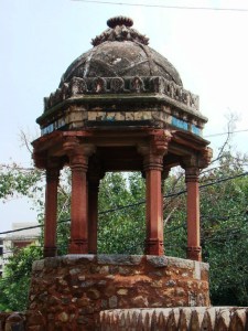 A small domed chhatri or pavilion at the mosque.