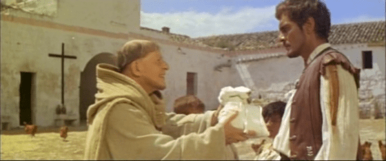 Brother Joseph gives Rodrigo some flour - and instructions
