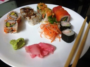 An array of sushi. 