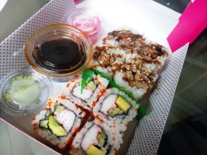 Chicken katsu roll and California roll, from Sushi Haus.
