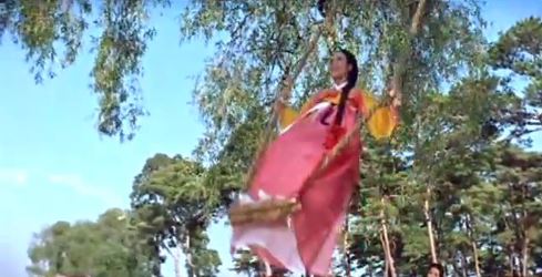 Chun-Hyang, on a swing.