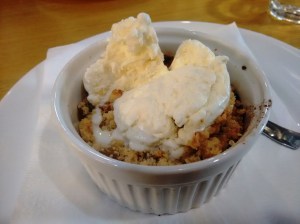 The apple crumble at La Vie.