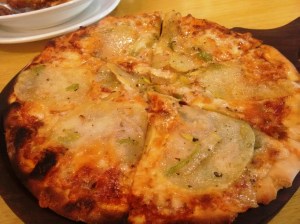 The Irish Farmer pizza: potatoes, leeks, cheddar and mozzarella.