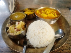 The fish thali at the Assam stall.