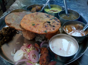 The very generous, very good value for money thali at the Rajasthan Stall. 