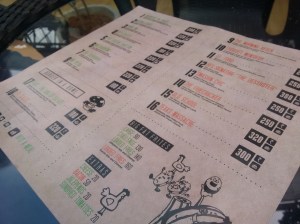 The menu at Big Fat Sandwich.