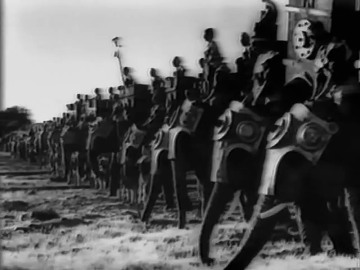 A scene from the Battle of the Hydaspes as shown in Sikandar (1941)
