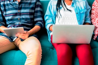 Cropped man and woman using electronic device free image